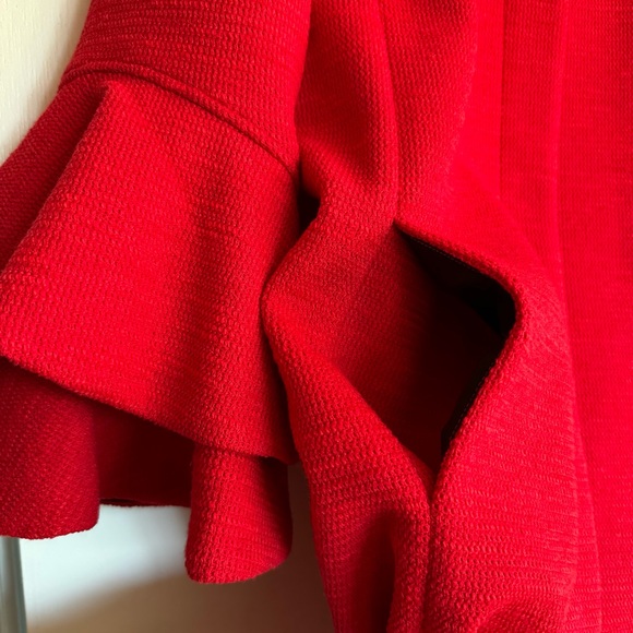 EUC Emerson Rose Ruffle Sleeve Long Jacket red Xmas Christmas holidays long coat - Picture 6 of 15